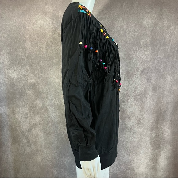 Cristina Maxx Blouse Black Pull Over Long Sleeve Boho Tribal Vintage 80s / 90s - Picture 5 of 9